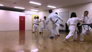 【shotokan karate】【5】基本組手 腰を切る練習 大正区の松涛館流　 大阪の伝統流派の空手 【2016/2/26】