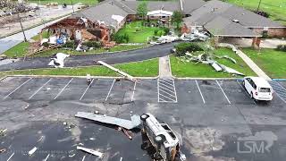 4-28-2024 Marietta, OK Tornado destroys Dollar Tree warehouse throws cars drone
