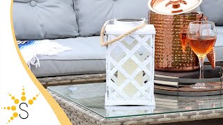 Sunnydaze Modern Crosshatch Outdoor Solar LED Decorative Candle Lantern - 9-Inch-FOR-364