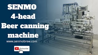 Automatic microbrewery 4-head beer canning machine.