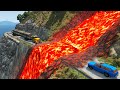 Cars vs Lava River Crosses Road 😱 — BeamNG.Drive — Rescind Gaming