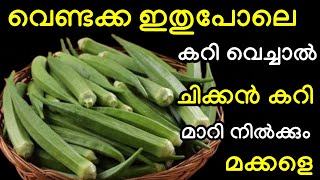 വെണ്ടക്ക ഇതുപോലെ കറി വെച്ചാൽ ചിക്കന് കറി മാറി നിൽക്കും മക്കളെ