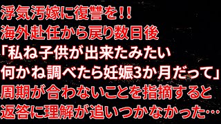 【修羅場】浮気汚嫁に復讐を！！海外赴任から戻り数日後「私ね子供が出来たみたい何かね調べたら妊娠3か月だって」周期が合わないことを指摘すると返答に理解が追いつかなかった…【朗読】