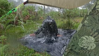 AMAZING SOLO CAMPING IN HEAVY RAIN AND THUNDER 🌧🌩 RELAXING CAMPING HEAVY RAIN