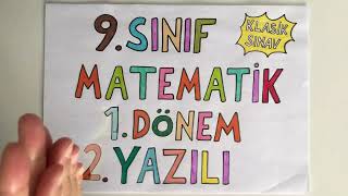 9. Sınıf Matematik 1. Dönem 2. Yazılı