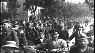 British forces march into Oppeln, Upper Silesia, following Third Silesian Uprising. HD Stock Footage