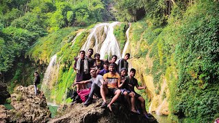 Khaddum Shympe Falls with Mowkaiaw Sowlad Youth, East jaintia hill, Meghalaya, india..