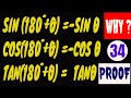 TRIGONOMETRIC RATIOS FOR ALLIED ANGLES || SIN (180 + X ) || COS ( 180 + X ) || TAN (180 +X )