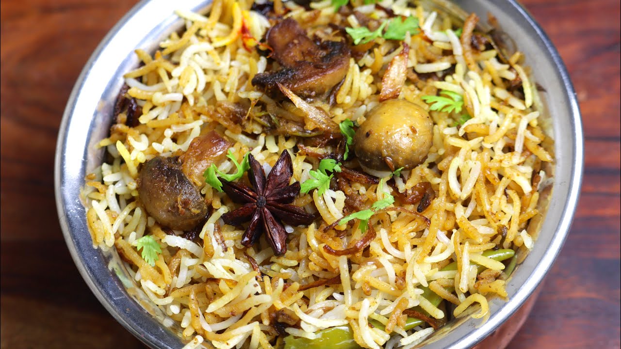 Mushroom Dum Biryani Recipe Restaurant Style | Amazing Mushroom Biryani ...