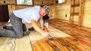 Ponderosa Pine Floor Comes to Life! Off Grid Cabin Build, Ep 42.