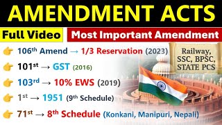 Constitutional Amendment Acts | Important Amendment Acts | Latest Amendment | Best Video On YouTube