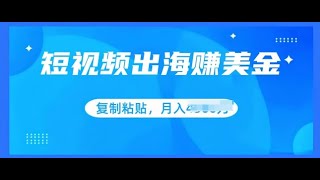 短视频出海赚美金，无脑搬运批量操作，小白轻松掌握