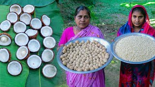 Puffed Rice \u0026 Coconut Laddu Making Recipe by Village Food Life