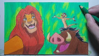 Speed Drawing | The Lion King | Simba, Pumba and Timon | Hakuna Matata