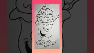 Easy cartoon ice cream drawing|How to draw a cartoon ice cream|ice cream drawing for beginners