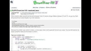 Java Practice It | Exercise 5.5: randomLines | method basics, nested loops, random, while loops