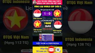 Việt Nam vs Indonesia l Lịch thi đấu lượt trận 4 vòng loại world cup 2026 #vietnam #indonesia
