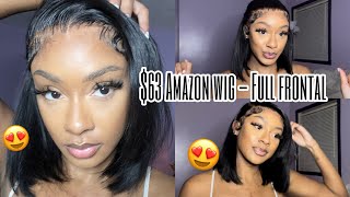 Amazon $63 13x4 Bob Wig Review/ Unboxing | FULL 13x4 Lace |