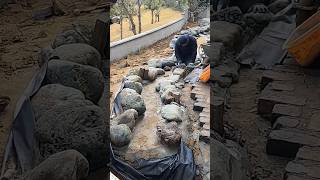 How a river is made of stones in a Japanese garden/日本庭園に石を据えて川が出来るまで