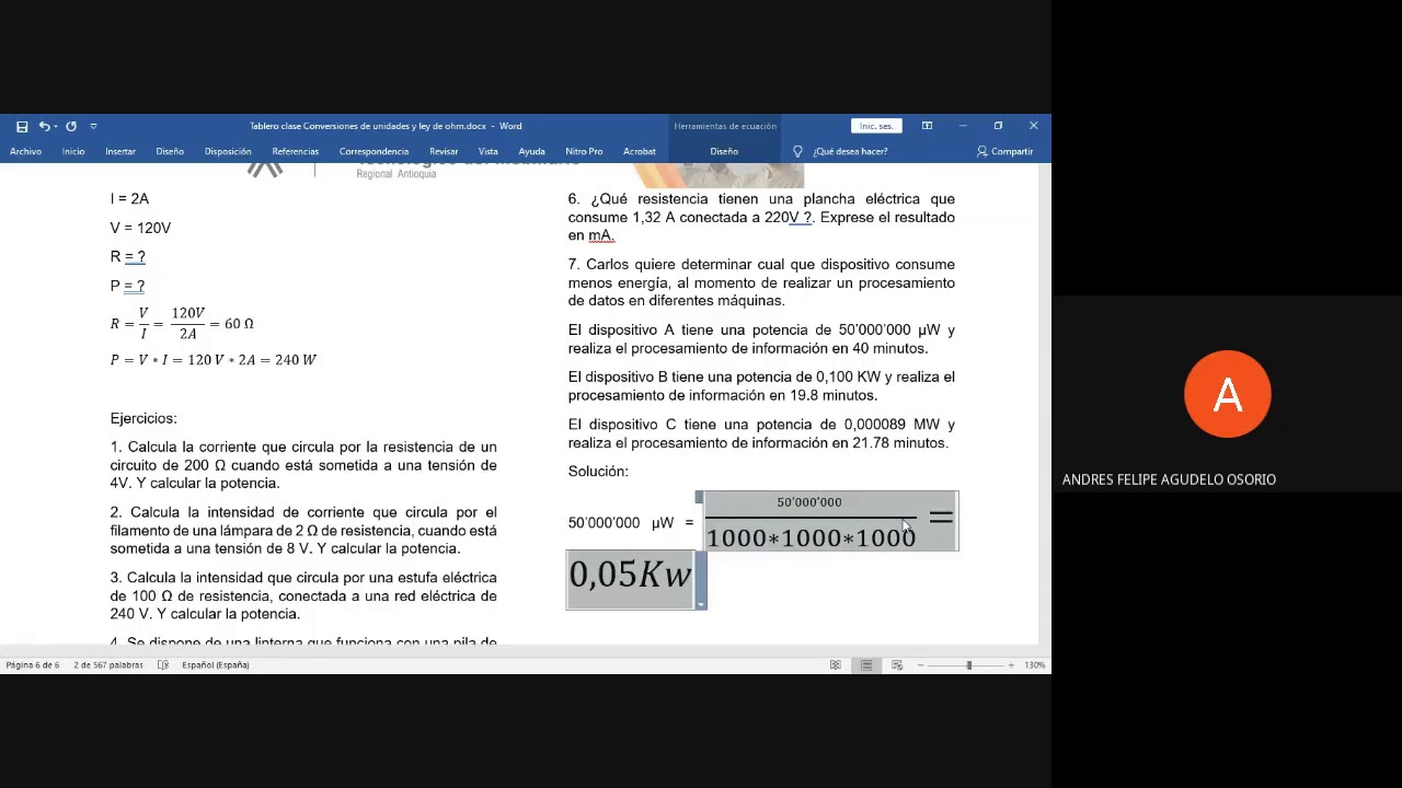 Clase 3 Explicación Calculo Del Costo Del Consumo De Energía Parte 1 ...