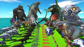 Dinosaurs Revolt Battle with Godzilla 2014 + King Kong VS Team Biollante +Orga Kaiju + Megalodon Rex