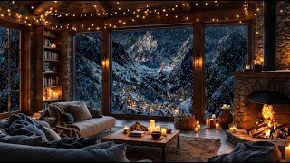 🔥 Fireplace Sounds for Sleep | Cozy  Cabin in Winter, Snowfall Night Ambience