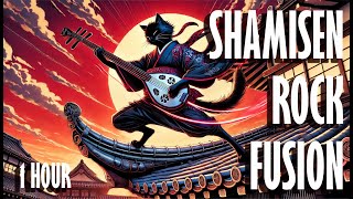 Shamisen (三味線) 🎶 X Rock Vibes: Samurai Cat on the Rooftop Under the Rising Sun 🌅🎸