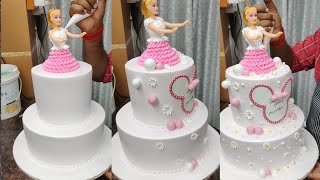 How To Make Two Tier Doll Cake Design | Princess Cake Design For Baby Girl