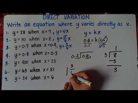 What is the constant variation when y varies directly as x and y 28 and x 7?