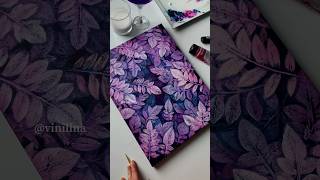 Depth purple leaves painting / Mauve leaves painting / Canvas painting / Step by