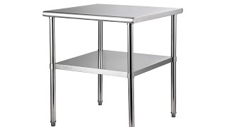 VEVOR Stainless Steel Prep Table, 30 x 30 x 36 Inch, 800lbs Load Capacity