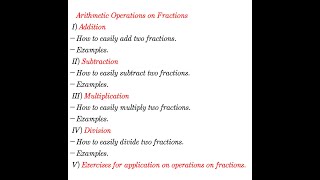 #Arithmetic operations on fractions|addition, subtraction|multiplication|division (video 45)