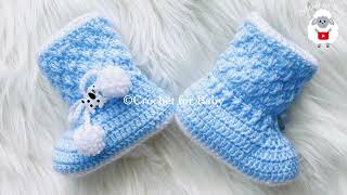 Crochet baby booties | How to crochet | Crochet baby shoes | Easy Pattern @CrochetForBaby