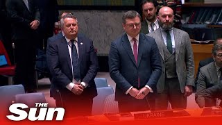 Moment Russian Ambassador INTERRUPTS minute's silence for Ukraine victims