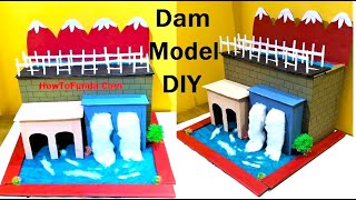 dam model making using cardboard 3d | social science project | DIY | howtofunda