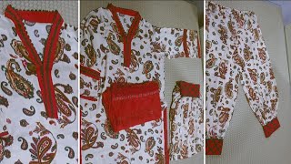 HOW TO STYLE PRINTED DRESS WITH LACE  afghani co-ord set cutting and stitching