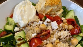 Mediterranean bowl!!! Re-created at home 🤤 ￼