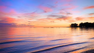 Beautiful Relaxing Music and Calm Wave Sounds: Sleep Music, Stress Relief, Peaceful Lake Sunset