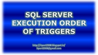 Set Execution Order of Triggers in SQL Server