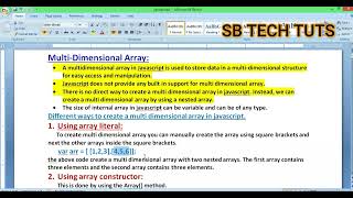 Multidimensional Array in JavaScript | Arrays | JavaScript Tutorial | CLASS-41 | Telugu