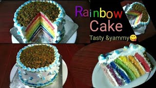 Rainbow cake🌈🌈റെയിൻബോ കേക്ക് റെസിപ്പി😋😋