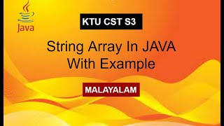 19 | String Array Example in JAVA | KTU CST | Malayalam Tutorial