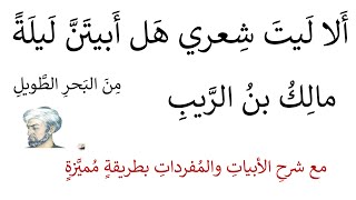 مرثية مالك بن الريب ألا ليت شعري هل أبيتن ليلة مع شرح الأبيات بطريقة مميزة