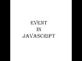 Event in JavaScript | JavaScript Tutorial
