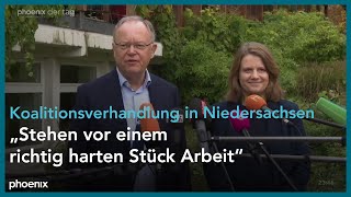 Stephan Weil und Julia Willie Hamburg zu den Koalitionsverhandlungen in Niedersachsen am 26.10.22