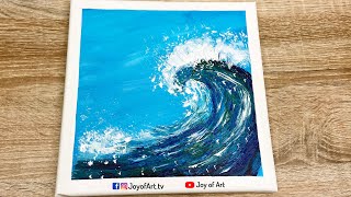Ocean Waves | 5 Minutes Art | Easy Acrylic Painting on Canvas for Beginners | Joy of Art #60