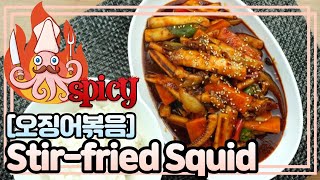 [Eng] Stir-fried Squid (ojingeo bokkeum) 매콤한 오징어볶음으로 오징어덮밥까지 만들기│오징어 손질법