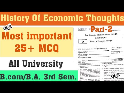 History Of Economic Thought || B.com || B.A || 3rd Semester ||# ...