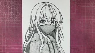 Easy Anime Drawing | How to Draw Anime Girl Wearing a Mask | Drawing Anime Tutorial