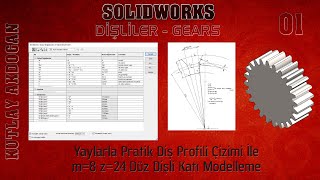 Solidworks Dişliler- Gears-1 - Basit Yaylar ile Diş Profili Çizimi